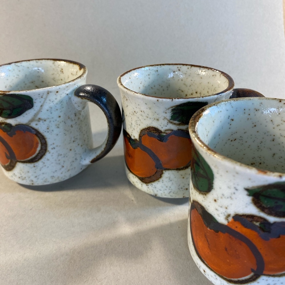 Otagiri Ceramic Mugs with Orange and Green Design